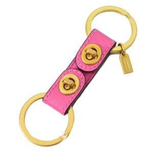 画像1: 【COACH】コーチ レザー ターンロック バレット キーフォブ キーホルダー ピンク（日本未発売）