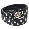 【COACH】コーチ レザー バッドランズ フローラル ダブル ターンロック ブレスレット ジュエリー ブラック〔日本未発売〕