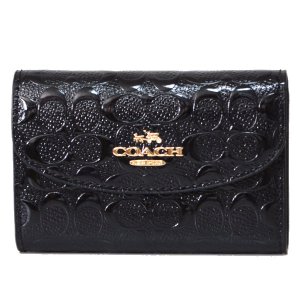 画像1: 【COACH】コーチ パテント エンボスド レザー 6連 キーケース ブラック（日本未発売）