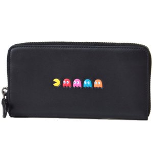 画像1: 【COACH】コーチ パックマン レザー アコーディオンジップ ラウンド ファスナー 長財布 ブラック（日本未発売）