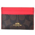 【COACH】コーチ ペイトン シグネチャー カードケース 名刺入れ ブラウン×トゥルーレッド（日本未発売）