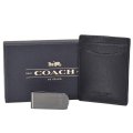 【COACH】コーチ メンズ スムース カーフ レザー マネークリップ付き カードケース 名刺入れ ブラック（日本未発売）