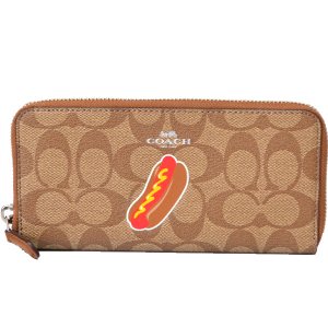 画像1: 【COACH】コーチ NYC ホットドック シグネチャー ニューヨーク 長財布 カーキ×サドル（日本未発売）