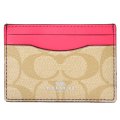【COACH】コーチ ペイトン シグネチャー カードケース 名刺入れ ライトカーキ×ストロベリー（日本未発売）
