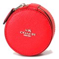 【COACH】コーチ レザー ラウンド ファスナー ポーチ 小物入れ ジュエリーケース ブライトレッド（日本未発売）