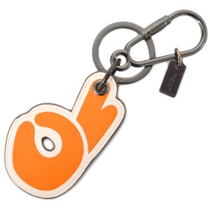 画像1: 【COACH】コーチ OK オッケー ハンド サイン レザー キーリング キーホルダー オレンジ（日本未発売）