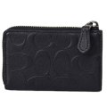 【COACH】コーチ エンボスド レザー シグネチャー ジップ キーリング付き コインケース 小銭入れ ブラック〔日本未発売〕