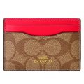 【COACH】コーチ ペイトン シグネチャー カードケース 名刺入れ カーキ×ブライトピンク（日本未発売）