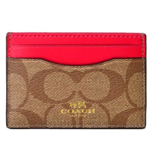 画像1: 【COACH】コーチ ペイトン シグネチャー カードケース 名刺入れ カーキ×ブライトピンク（日本未発売）