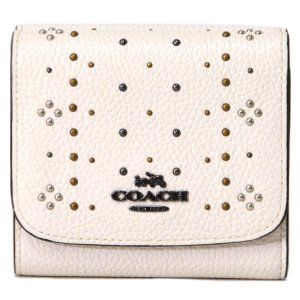 画像1: 【COACH】コーチ ペプルト レザー リベット 二つ折り コンパクト 財布 チャーク（日本未発売）