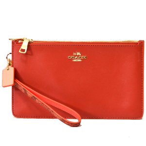 画像1: 【COACH】コーチ パイソン レザー リストレット ダブルジップ クラッチ ポーチ バッグ テラコッタマルチ（日本未発売）