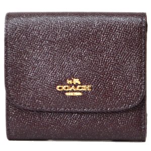 画像1: 【COACH】コーチ ラグジュアリー クロスグレーン メタリック レザー 三つ折り財布  オックスブラッド（日本未発売）