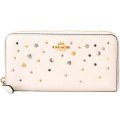【COACH】コーチ スターダスト スタッズ レザー アコーディオン ジップ アラウンド 長財布 チャーク（日本未発売）