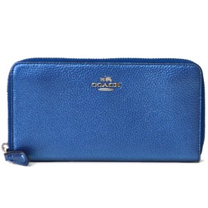 画像1: 【COACH】コーチ ペプルトメタリック レザー アコーディオン ジップ アラウンド 長財布 メタリックネイビー（日本未発売）