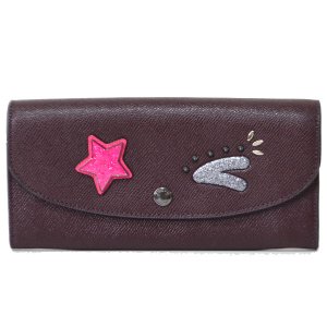 画像1: 【COACH】コーチ コーティング レザー スタッズ スリム エンベロープ フラップ 長財布 オックスブラッド【訳あり】（日本未発売）