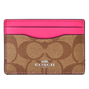 画像1: 【COACH】コーチ ペイトン シグネチャー カードケース 名刺入れ カーキ×マゼンタ（日本未発売）