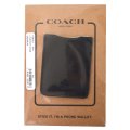 【COACH】コーチ レザー フォン ウォレット ステッカー スマホ マルチ ポケット ケース ブラック（日本未発売）