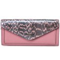 【COACH】コーチ エンボスドレザー カラーブロック パイソン 二つ折り スリム エンベローブ 長財布 ダスティローズ（日本未発売）