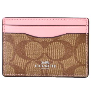 画像1: 【COACH】コーチ ペイトン シグネチャー カードケース 名刺入れ カーキ×ブラッシュ（日本未発売）