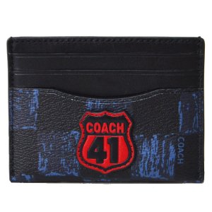 画像1: 【COACH】コーチ コーティングキャンパス レザー チェッカー スリム カードケース 定期入れ 名刺入れ ミッドナイトネイビーマルチ（日本未発売）