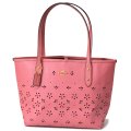 【COACH】コーチ コーティング フローラル 花柄 パンチング レザー スモール トート バッグ ヴィンテージピンク〔日本未発売〕
