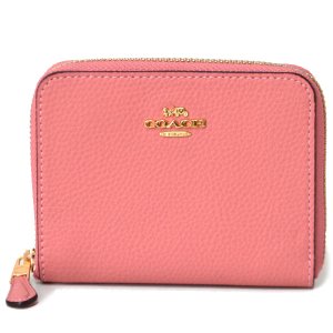 画像1: 【COACH】コーチ ラグジュアリー ペブルド レザー スモール ジップ アラウンド 二つ折り 財布 ヴィンテージピンク〔日本未発売〕