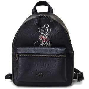 画像1: 【COACH】コーチ ディズニー ミニーマウス コラボ ミニ チャーリー レザー  ミニリュックサック バックパック ブラック〔日本未発売〕