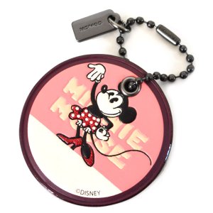 画像1: 【COACH】コーチ ディズニーミニーマウス コラボ レザー ハングタグ キーホルダー ピンクマルチ （日本未発売）