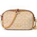 【COACH】コーチ キャンパス アウトライン シグネチャー チェーン クロスボディー 2way ショルダー バッグ カーキ×サドル（日本未発売）