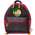【COACH】コーチ コーティングキャンパス シグネチャー ハワイアン アップリケ 刺繍 ミニ バックパック  リュックサック ブラウンマルチ〔日本未発売〕