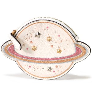 画像1: 【COACH】コーチ 土星 モチーフ ラメグリッター レザー スタッズ リベット スリム コインケース チャーク〔日本未発売〕