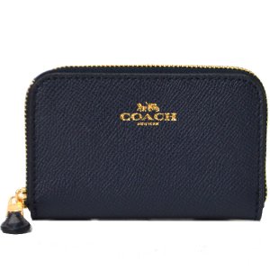 画像1: 【COACH】コーチ クロスグレーンレザー  スモール スクエア スリム コインケース 小銭入れ ミッドナイト(日本未発売）