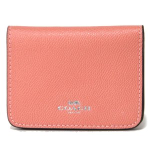 画像1: 【COACH】コーチ コーティングレザー キーリング付き 二つ折り カードケース 定期入れ 名刺入れ ピンクマルチ（日本未発売）