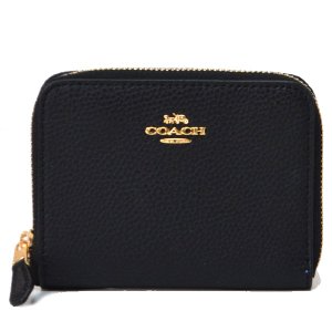 画像1: 【COACH】コーチ ラグジュアリー ペブルド レザー スモール ジップ アラウンド 二つ折り 財布 ブラック〔日本未発売〕
