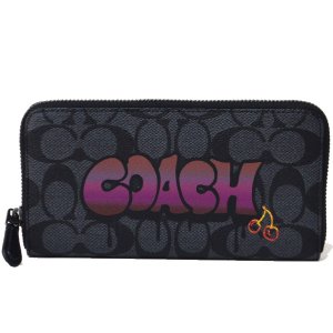 画像1: 【COACH】コーチ コーティング キャンパス レザー シグネチャー ストリートアート グラフィティ アート アコーディオン ジップ 長財布 ブラックスモークマルチ（日本未発売）