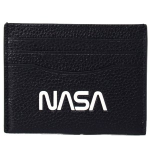 画像1: 【COACH】コーチ レザー NASA ロゴ プリント スペースモチーフ スリム カードケース 定期入れ 名刺入れ ブラック（日本未発売）