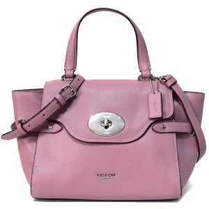 画像1: 【COACH】コーチ ブレイク フラップ ペブルレザー ターンロック  ワンハンドル キャリーオール 2way ショルダー バッグ ダスティーローズ（日本未発売）