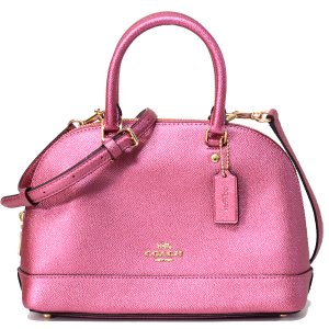 画像1: 【COACH】コーチ メタリック クロスグレイン レザー ミニ ドームド サッチェル 2Way ハンドバッグ メタリックアントブラッシュ（日本未発売）