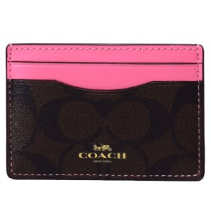 画像1: 【COACH】コーチ ペイトン シグネチャー カードケース 名刺入れ ブラウン×ピンク（日本未発売）