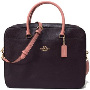 画像1: 【COACH】コーチ メンズ コーティングレザー ジップ  ビジネス ブリーフケース ショルダー 2WAYバッグ オックスブラッド×ピンク 〔日本未発売〕