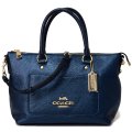 【COACH】コーチ ペブルレザー ミニ エマ サッチェル 2WAY ショルダー ハンドバッグ メタリックデニム（日本未発売）