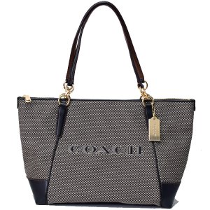 画像1: 【COACH】コーチ ジャガード レザー レガシー エクスプローデッド ショルダー トート バッグ ミルク×ブラック（日本未発売）