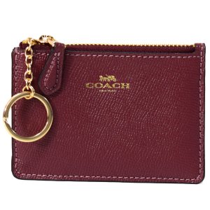 画像1: 【COACH】コーチ エンボスド レザー キーリング付 スキニー コインケース ワイン（日本未発売）