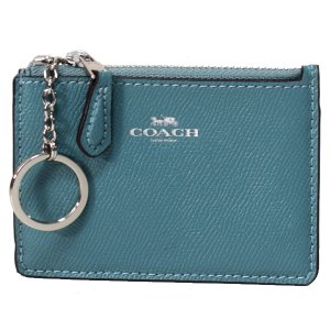 画像1: 【COACH】コーチ エンボスド レザー キーリング付 スキニー コインケース マリン（日本未発売）