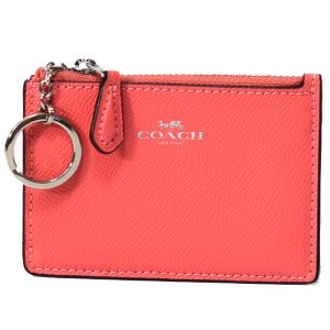 画像1: 【COACH】コーチ エンボスド レザー キーリング付 スキニー コインケース コーラル（日本未発売）