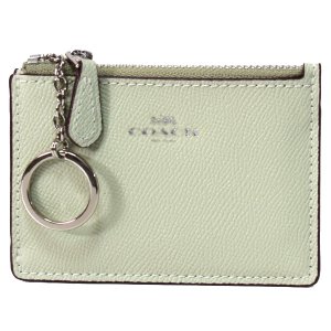 画像1: 【COACH】コーチ エンボスド レザー キーリング付 スキニー コインケース ペールグリーン（日本未発売）