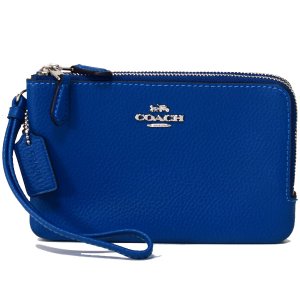 画像1: 【COACH】コーチ レザー コーナー ダブル ジップ リストレット ポーチ アトランティック〔日本未発売〕