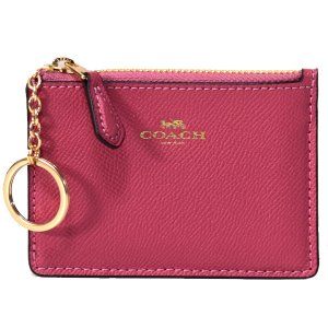 画像1: 【COACH】コーチ エンボスド レザー キーリング付 スキニー コインケース ストロベリー（日本未発売）