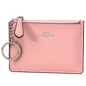 画像1: 【COACH】コーチ エンボスド レザー キーリング付 スキニー コインケース ペタル（日本未発売）