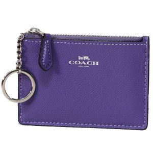 画像1: 【COACH】コーチ エンボスド レザー キーリング付 スキニー コインケース ライトパープル（日本未発売）